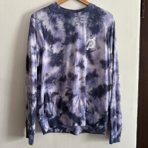SPIRITUAL GANGSTER x PELOTON | Tie Dye Blue White Crewneck Sweatshirt Large